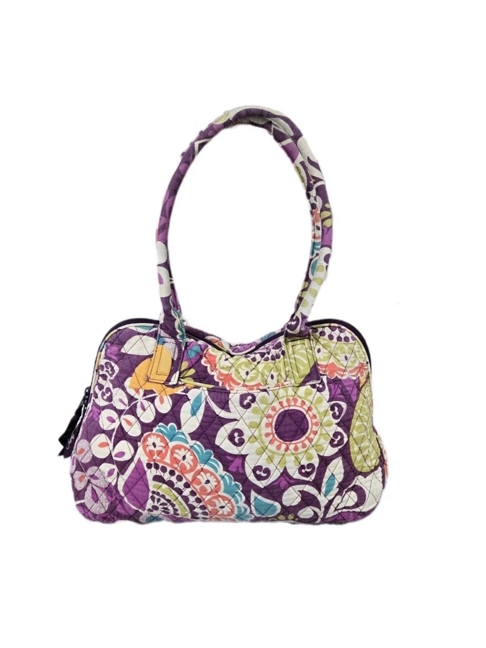 Vera Bradley Plum Crazy Shoulder Bag Double Handle Purse Medium East West
